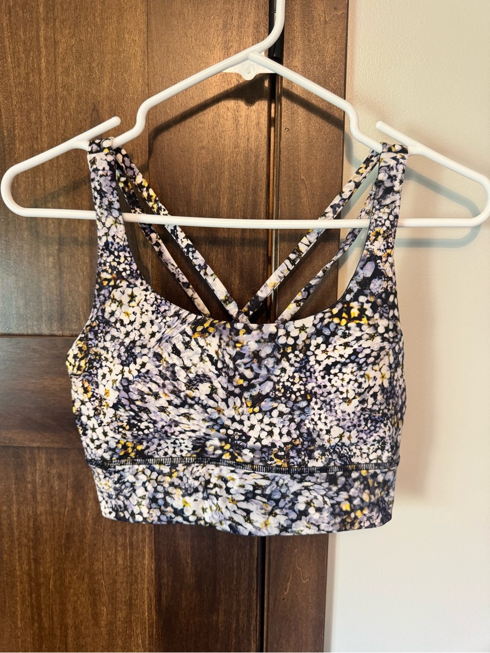 lululemon athletica Floral Crisscross Sports Bra - Purple/Black/White